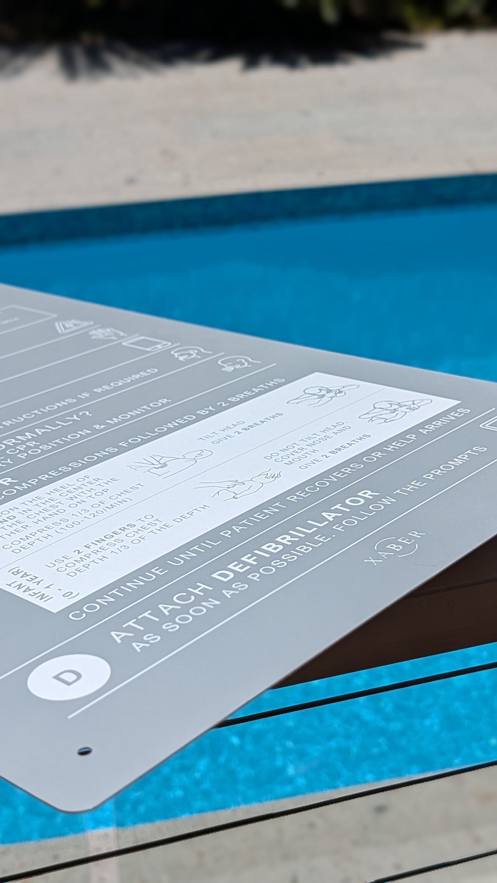 Pool safety CPR Sign Grey - Aluminium 600mm x 400mm