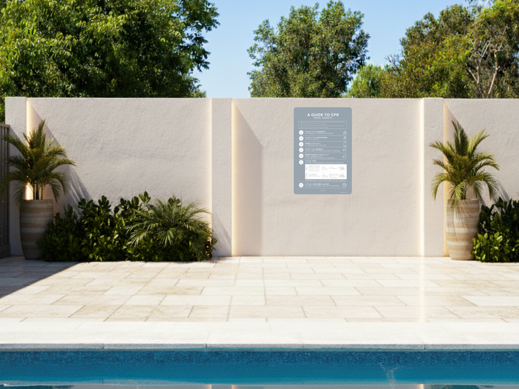 Pool safety CPR Sign Grey - Aluminium 600mm x 400mm