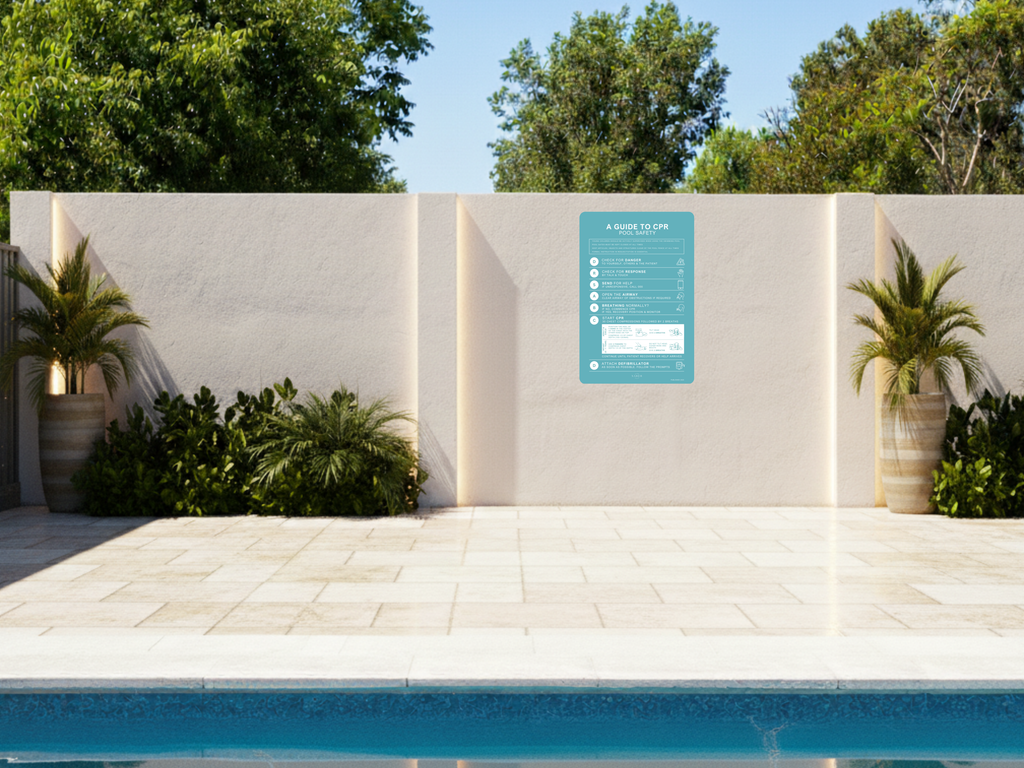 Pool safety CPR Sign Turquoise - 600mm x 400mm
