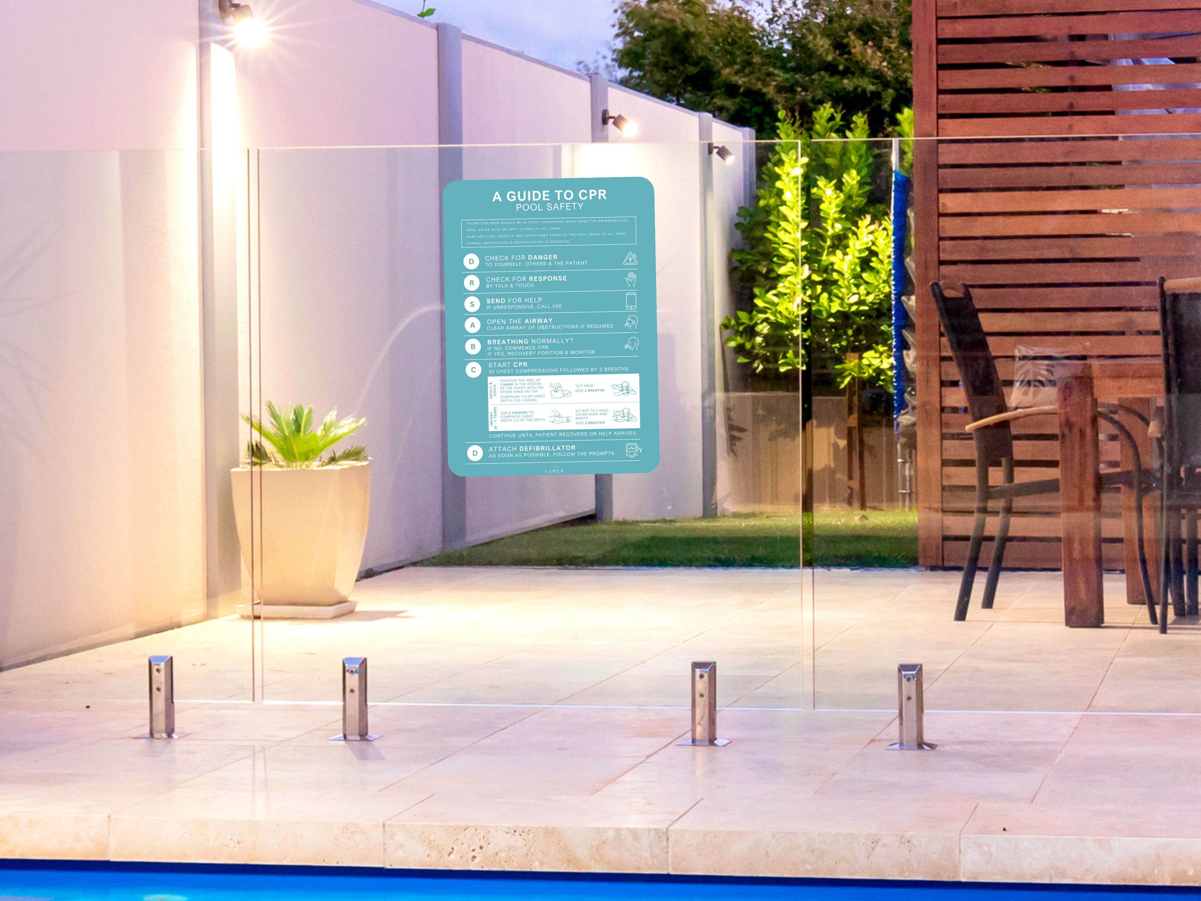 Pool safety CPR Sign Turquoise - 600mm x 400mm